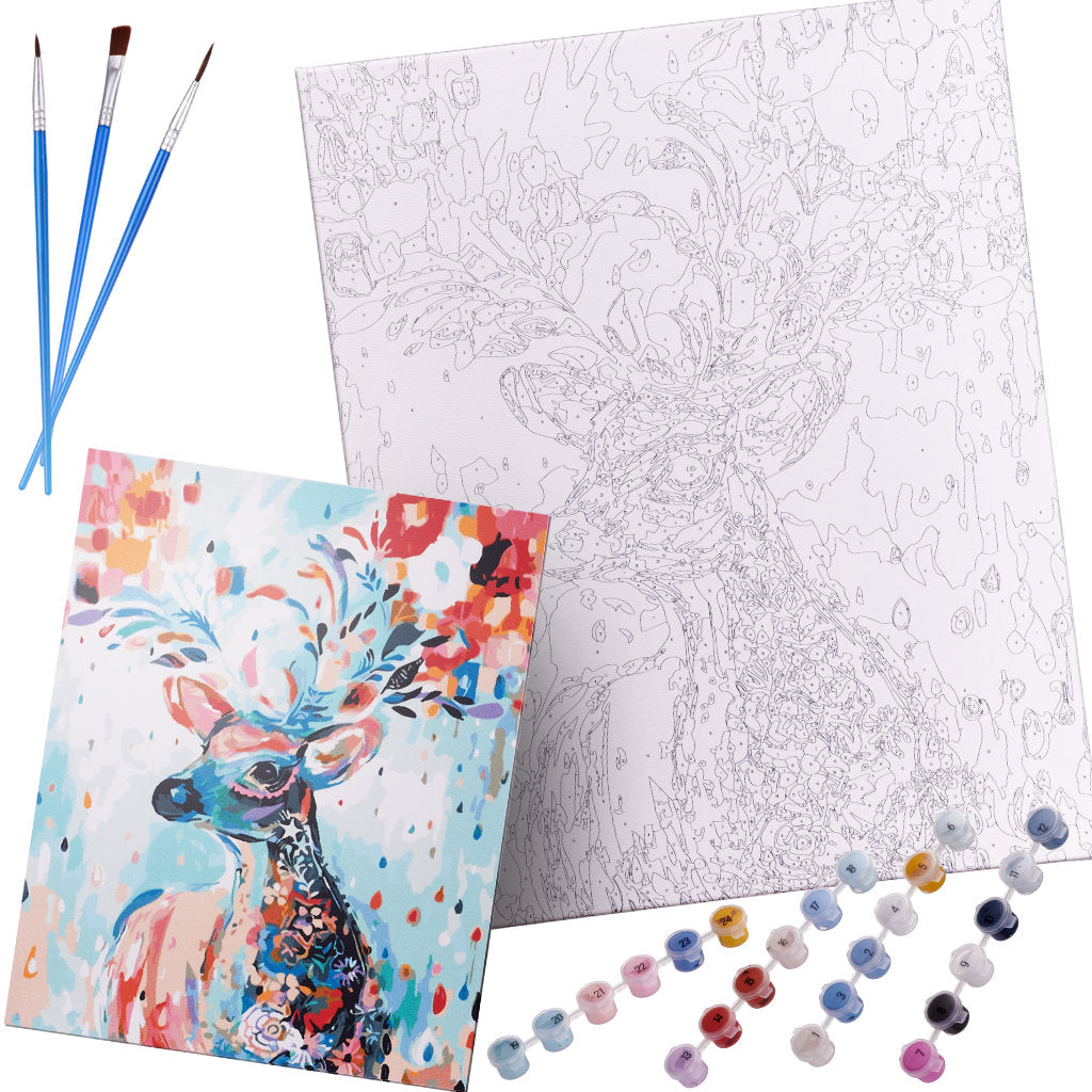 Tapyba pagal numerius 40x50cm gėlių elnias