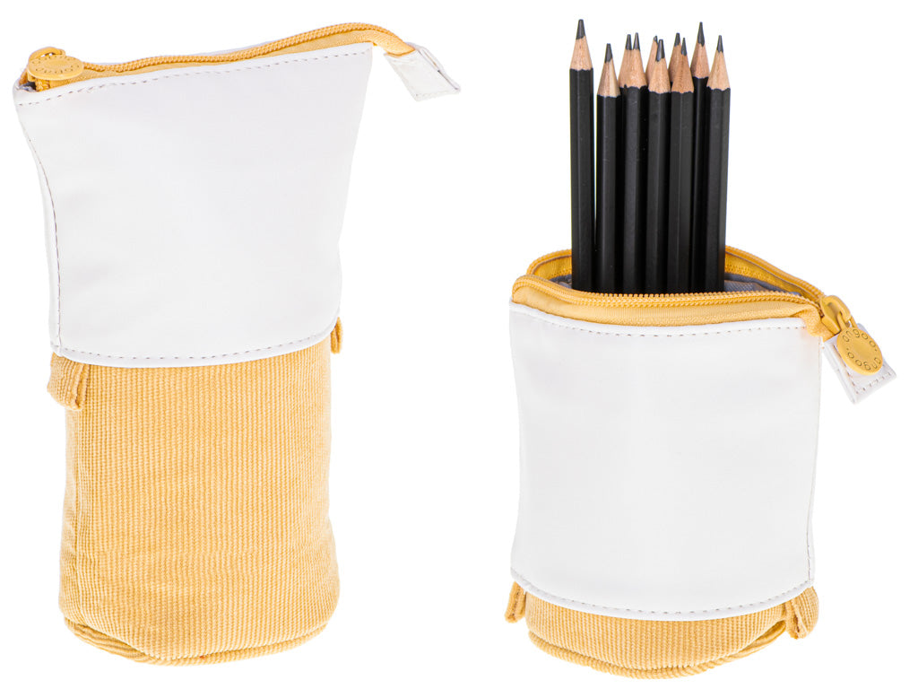 Mokyklinis pieštukinis dėklas tuba 2in1 geltonas