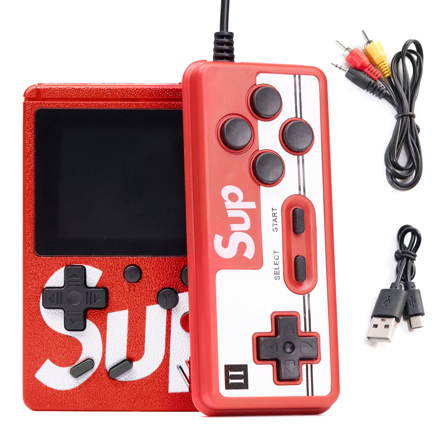 Nešiojamoji mini žaidimų konsolė retro padas 400 žaidimų raudona