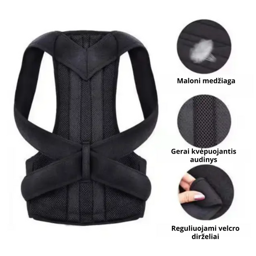 Nugaros įtvaras taisyklingai laikysenai ir skausmo mažinimui