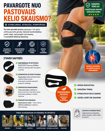 Kelio girnelės įtvaras nuo traumų, kuris mažina skausmą