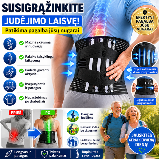 Nugaros įtvaras, kuris mažina nugaros skausmus