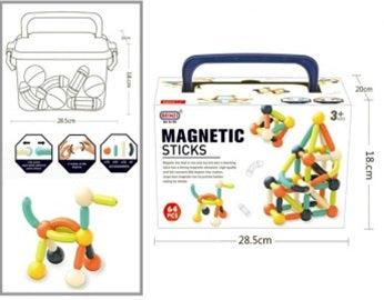 Magnetinės plytos mažiems vaikams 64el. dėžutė