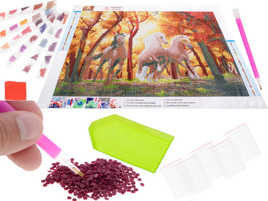 Deimantinio siuvinėjimo mozaikos rinkinys 5D bėgančių arklių