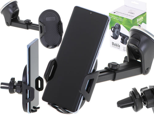 2-in-1 automobilinis laikiklis telefonui, navigacijai, kabinai, priekiniam stiklui