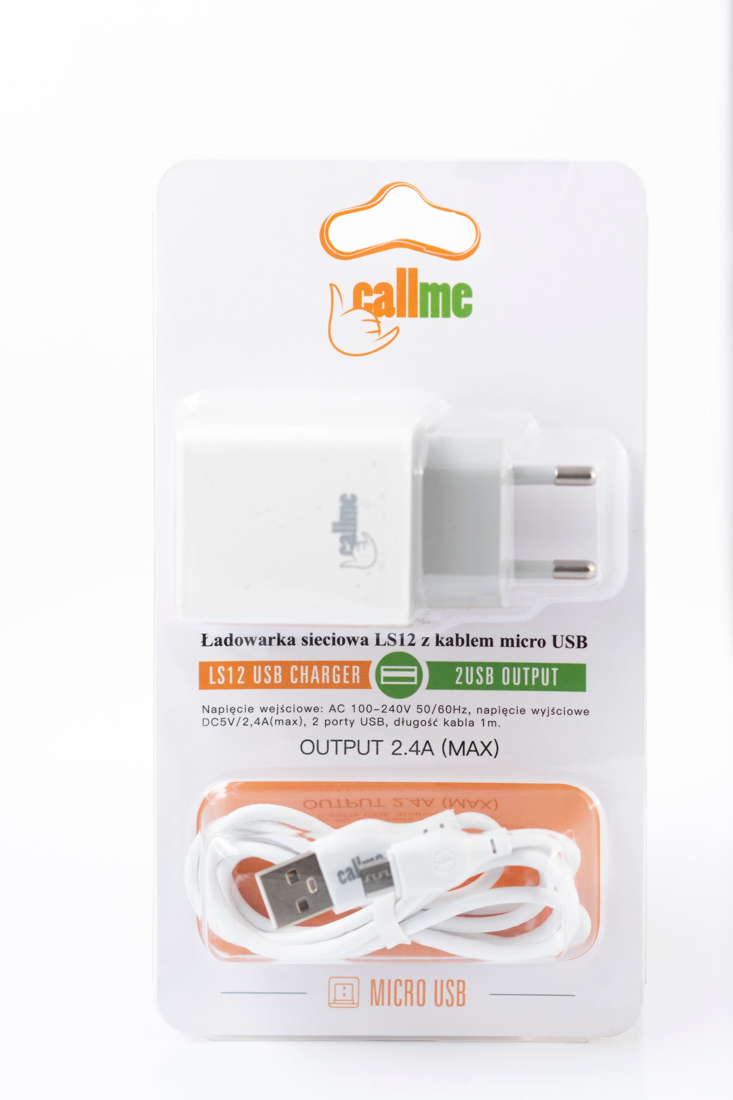 Universalus telefono įkroviklis Callme LS12 2.1A 2 USB adapteris + mikro kabelis