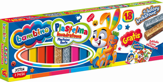 BAMBINO plastilino kvadratas 18 spalvų