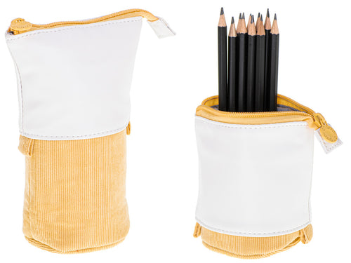 Mokyklinis pieštukinis dėklas tuba 2in1 geltonas