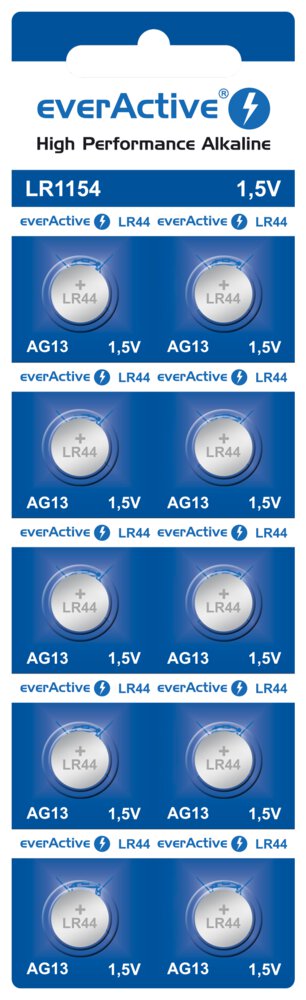 Bateria everActive Alkaline G13 LR44 LR1154 lizdinė plokštelė 10szt.