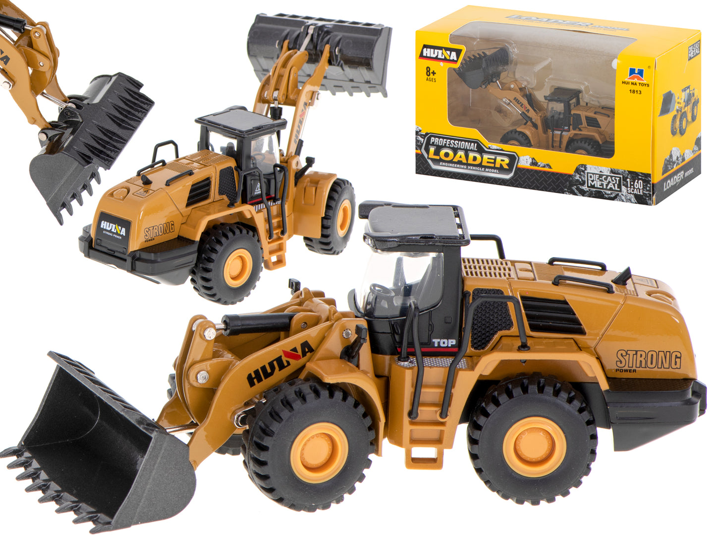 Ekskavatoriaus ratinis krautuvas buldozeris metalinis modelis Die-Cast H-toys 1813 1:60