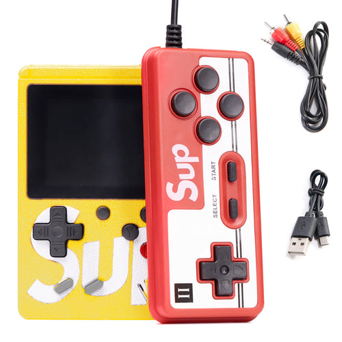Nešiojamoji mini žaidimų konsolė retro padas 400 žaidimų geltonos spalvos