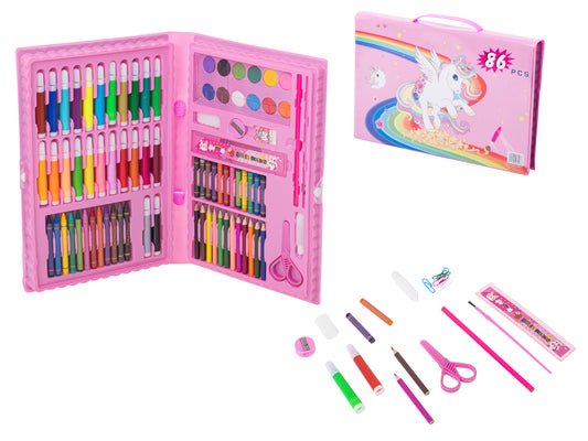 Plastikinis paveikslų rinkinys dėkle 86el. rožinės spalvos